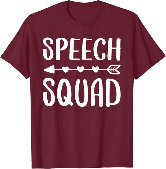 Speech Squad Shirt Teacher Therapist Pathology Therapy Women Girls Kids T-Shirt - T-Shirt | Maroon