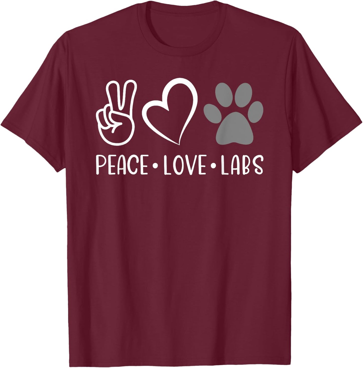 Peace Love Silver Labs Labrador Lab Mom Valentine's Day T-Shirt - T-Shirt | Maroon