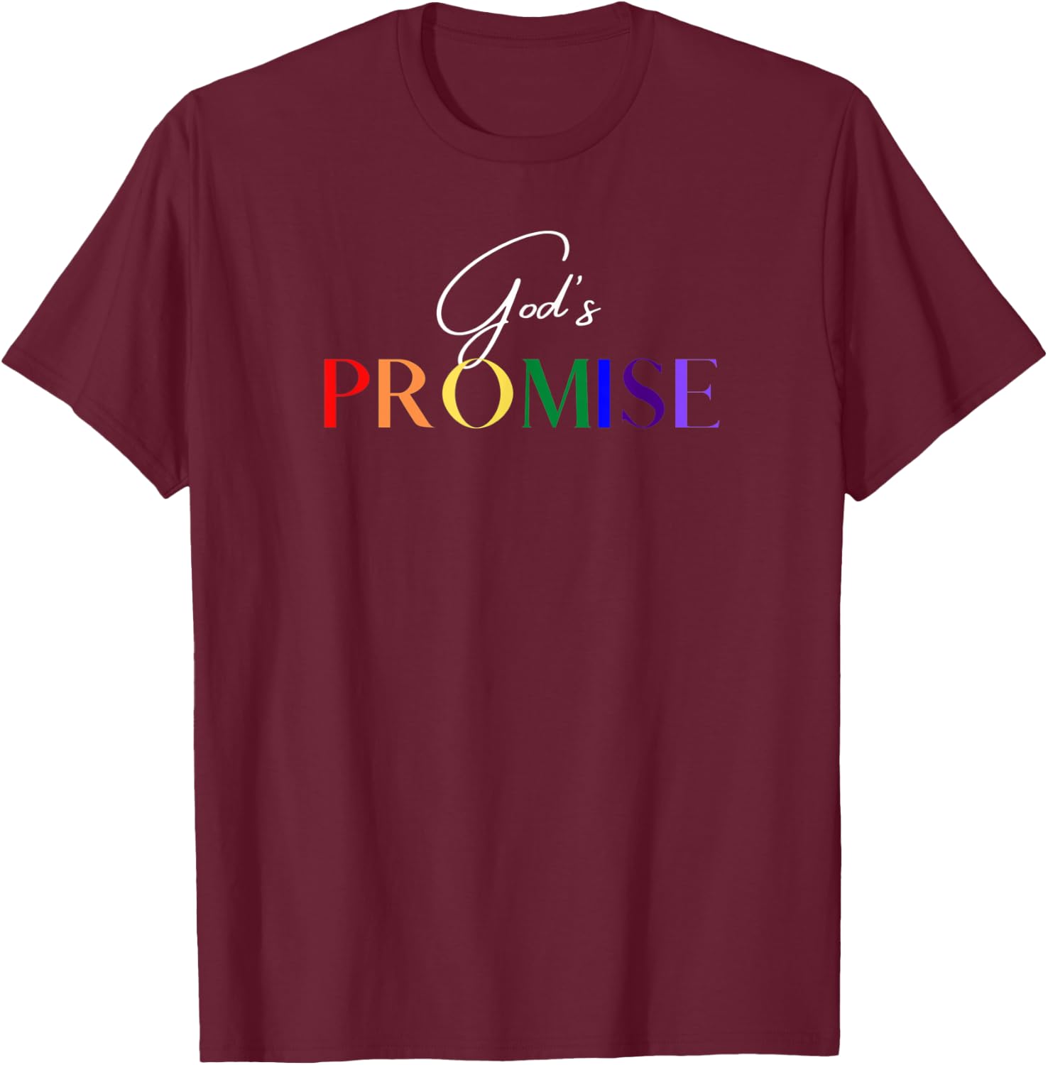 God's Promise- The Rainbow T-Shirt - T-Shirt | Maroon