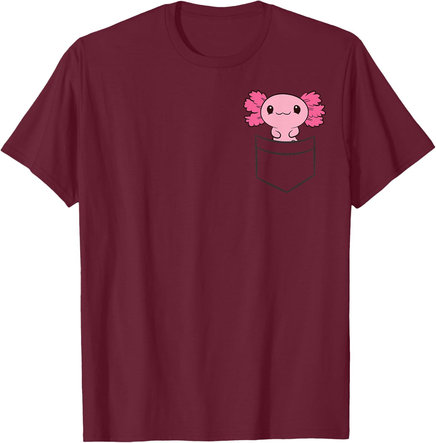 Cute Axolotl Lover Gifts -Adults, -Kids Black Cotton 65%, Polyester 35% Short Sleeve Classic Fit T-Shirt - T-Shirt | Maroon