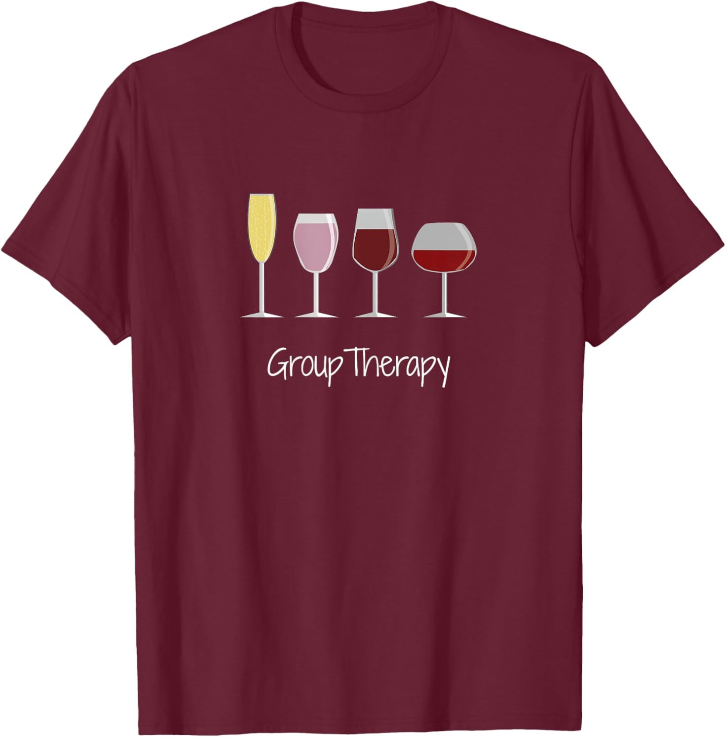 Funny Wine Drinking - Group Therapy T-Shirt - T-Shirt | Maroon