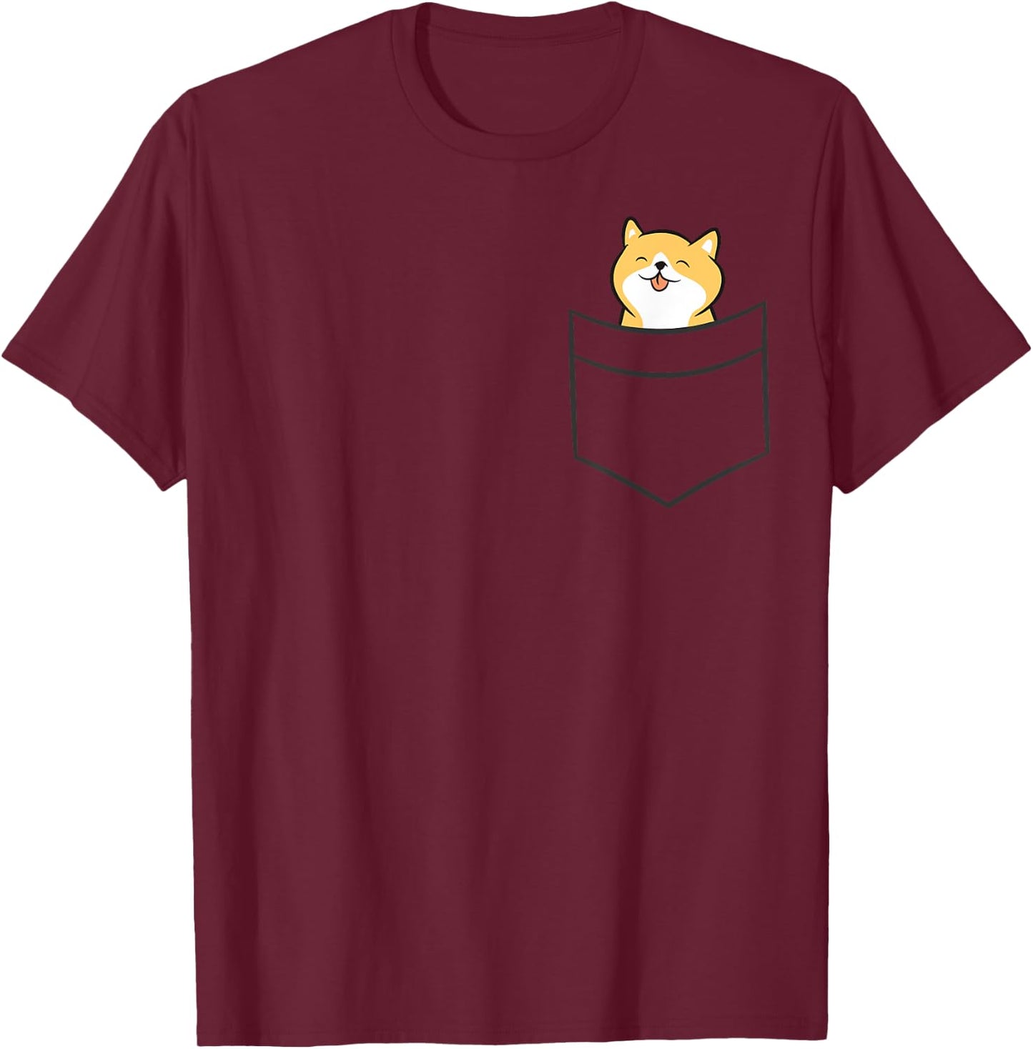 Shiba Inu In a Pocket Cute Pocket Shiba Inu T-Shirt - T-Shirt | Maroon