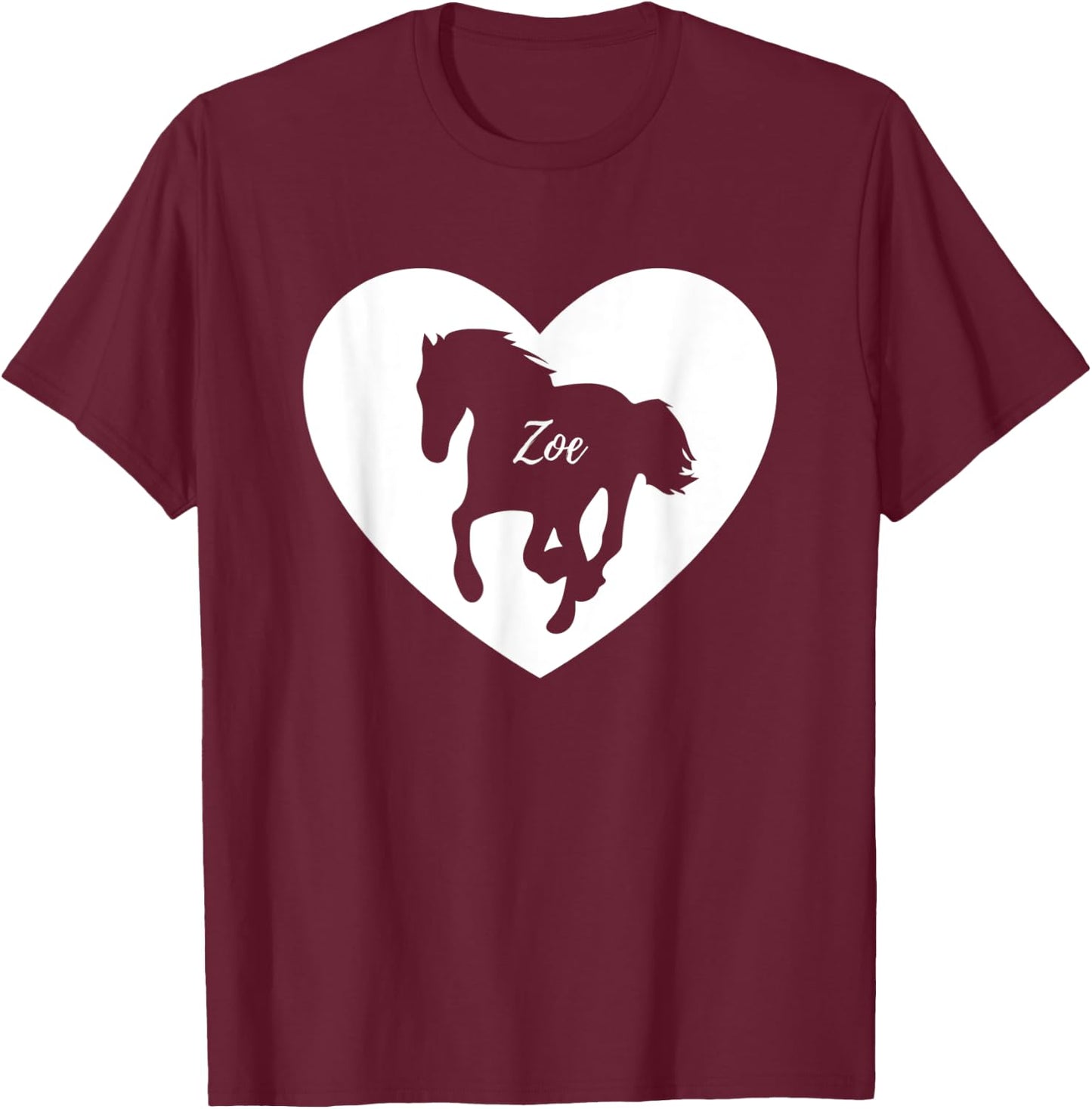 Zoe Horse Lover Shirt for Girls Named Zoe Loves Horses T-Shirt - T-Shirt | Maroon
