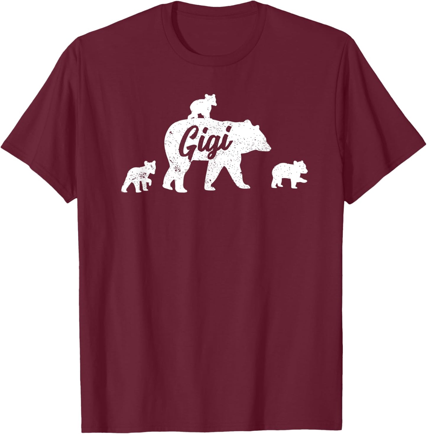 Vintage Gigi Grandma Bear with 3 Cub Mother's Day T-Shirt - T-Shirt | Maroon