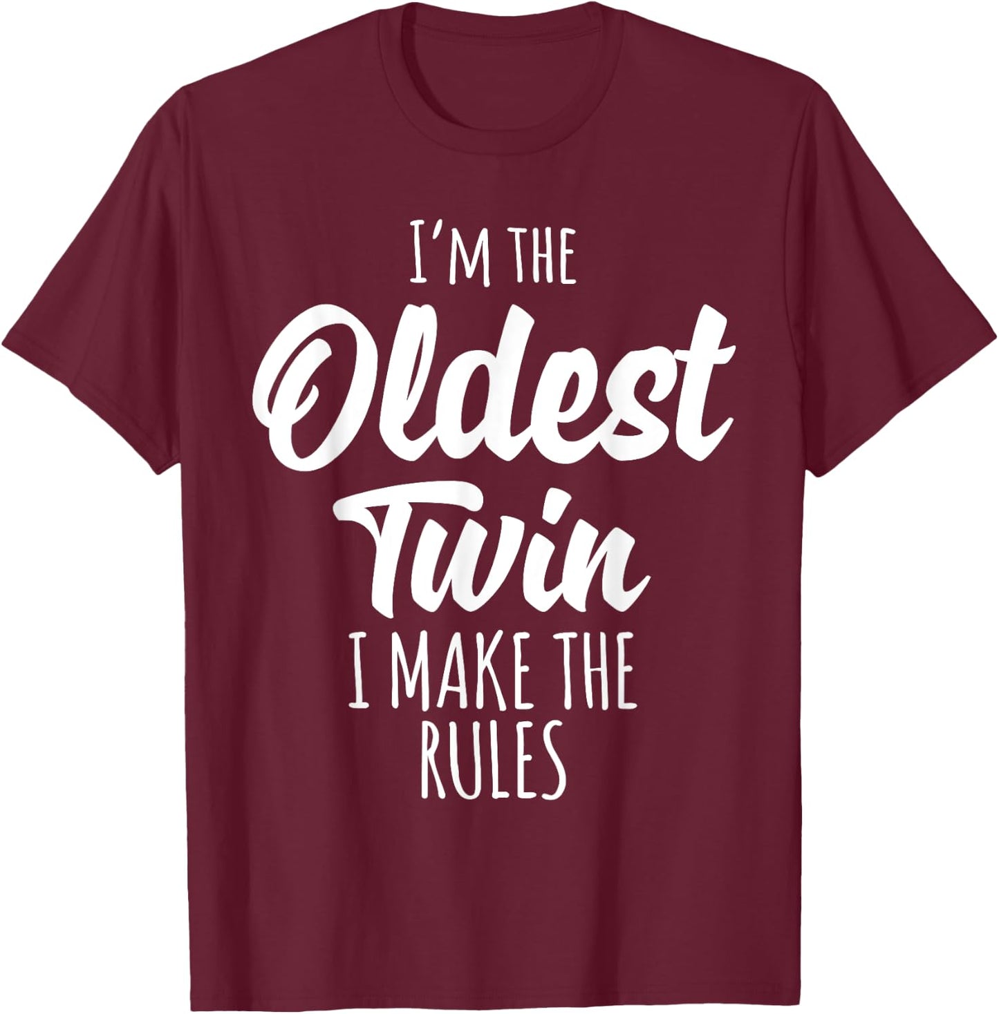 Twins Matching Shirt - Older Twin Sister/Brother - Blue - Size S - Short Sleeve - - Casual Humorous - Birthday - Girls & Women - - Imported T-Shirt - T-Shirt | Maroon