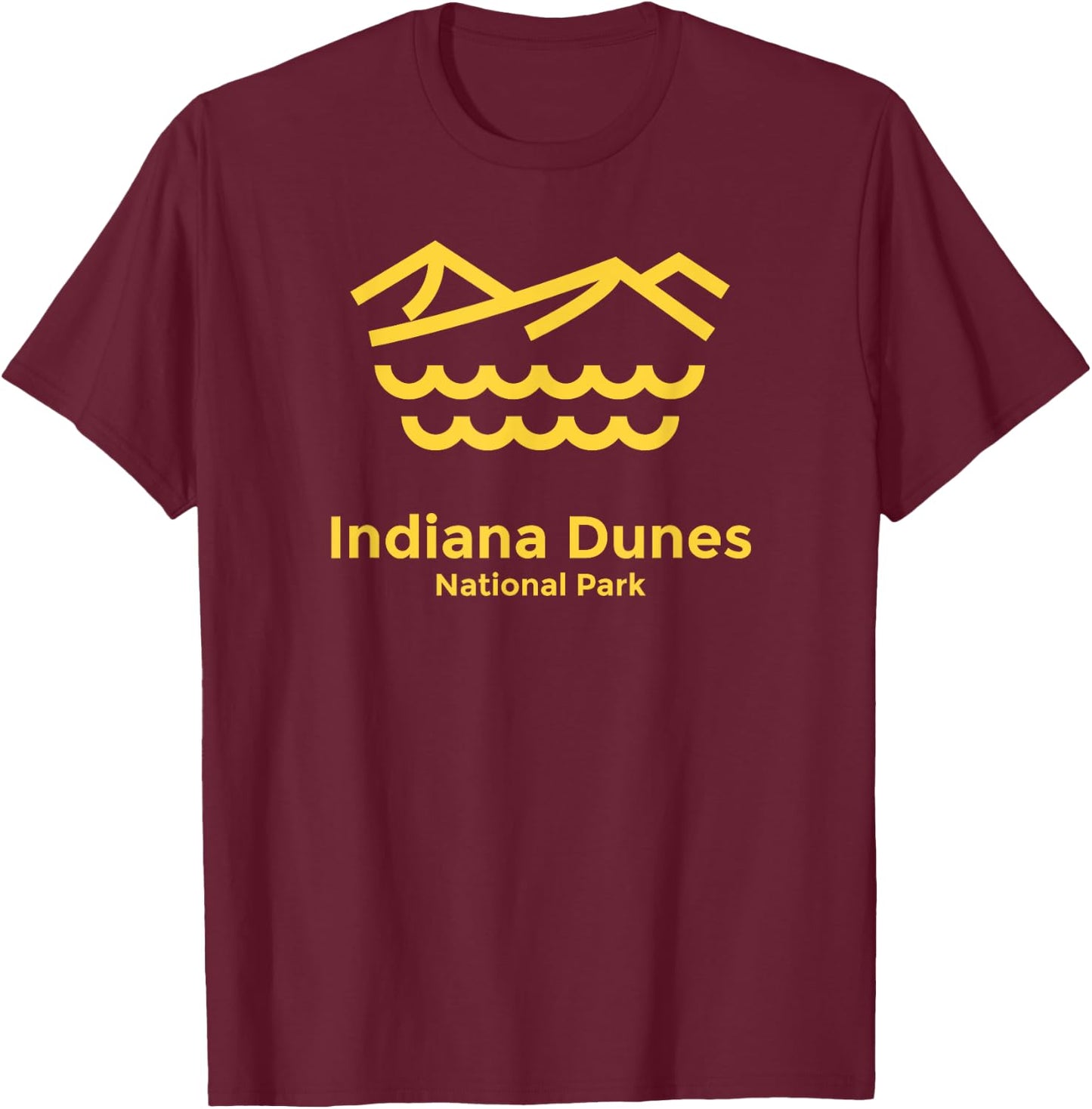 Indiana Dunes National Park Indiana Minimalist Retro Graphic T-Shirt - T-Shirt | Maroon