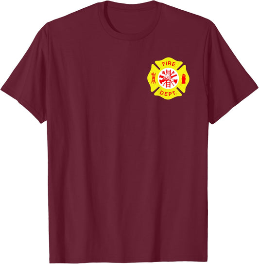 Fire Department Logo Uniform Fireman Symbol Firefighter Gear T-Shirt - T-Shirt | Maroon