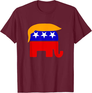 GOP President Donald Trump Republican Elephant Hair T-Shirt - T-Shirt | Maroon