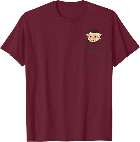 Capuchin Monkey In The Pocket Cute Pocket Capuchin Monkey T-Shirt - T-Shirt | Maroon