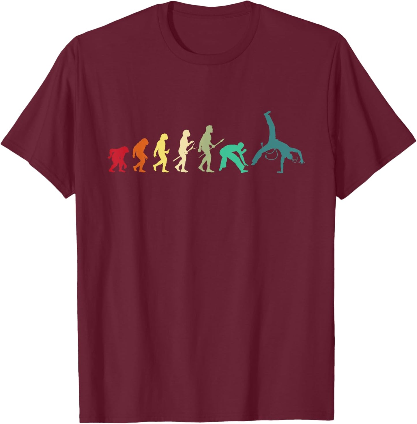 Evolution Of Capoeira - Brazilian Martial Arts Kickboxing T-Shirt - T-Shirt | Maroon