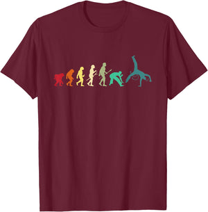 Evolution Of Capoeira - Brazilian Martial Arts Kickboxing T-Shirt - T-Shirt | Maroon