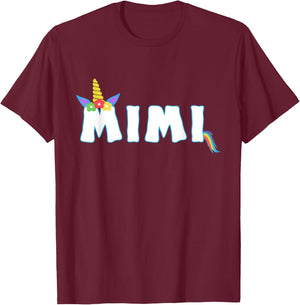 Unicorn Birthday Girl Funny Mimi Grandma Family T-Shirt - T-Shirt | Maroon