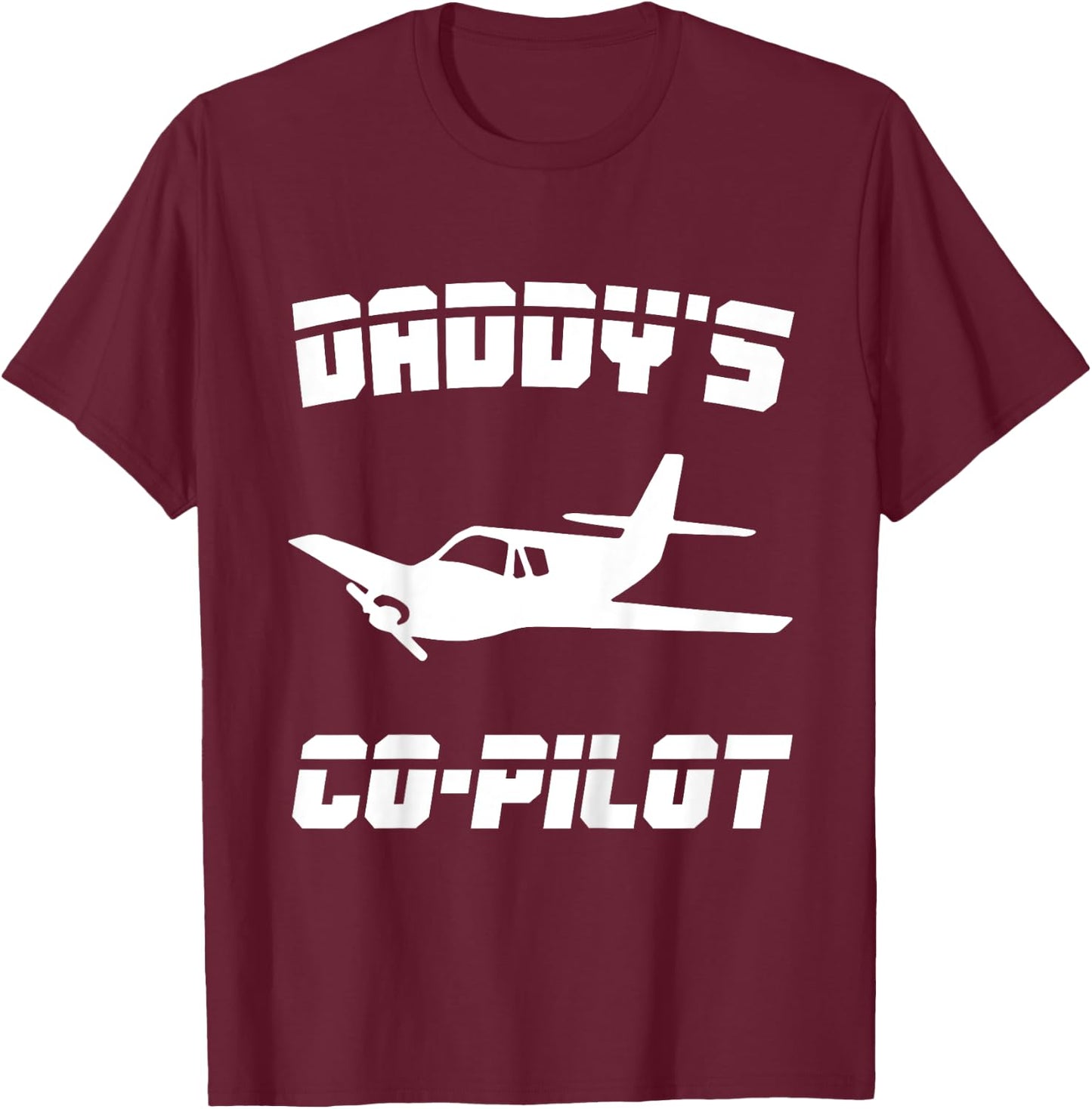 Kids Daddy's Co-pilot Boy Girl Kid Birthday Plane Lover Gift T-Shirt - T-Shirt | Maroon