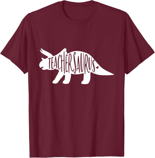 Teachersaurus Like A Normal Teacher Awesome Dinosaur Teacher Men Women Girls Kids T-Shirt - T-Shirt | Maroon