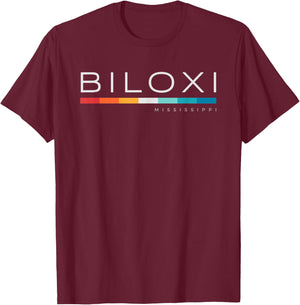 Biloxi MS Mississippi Retro Design T-Shirt - T-Shirt | Maroon