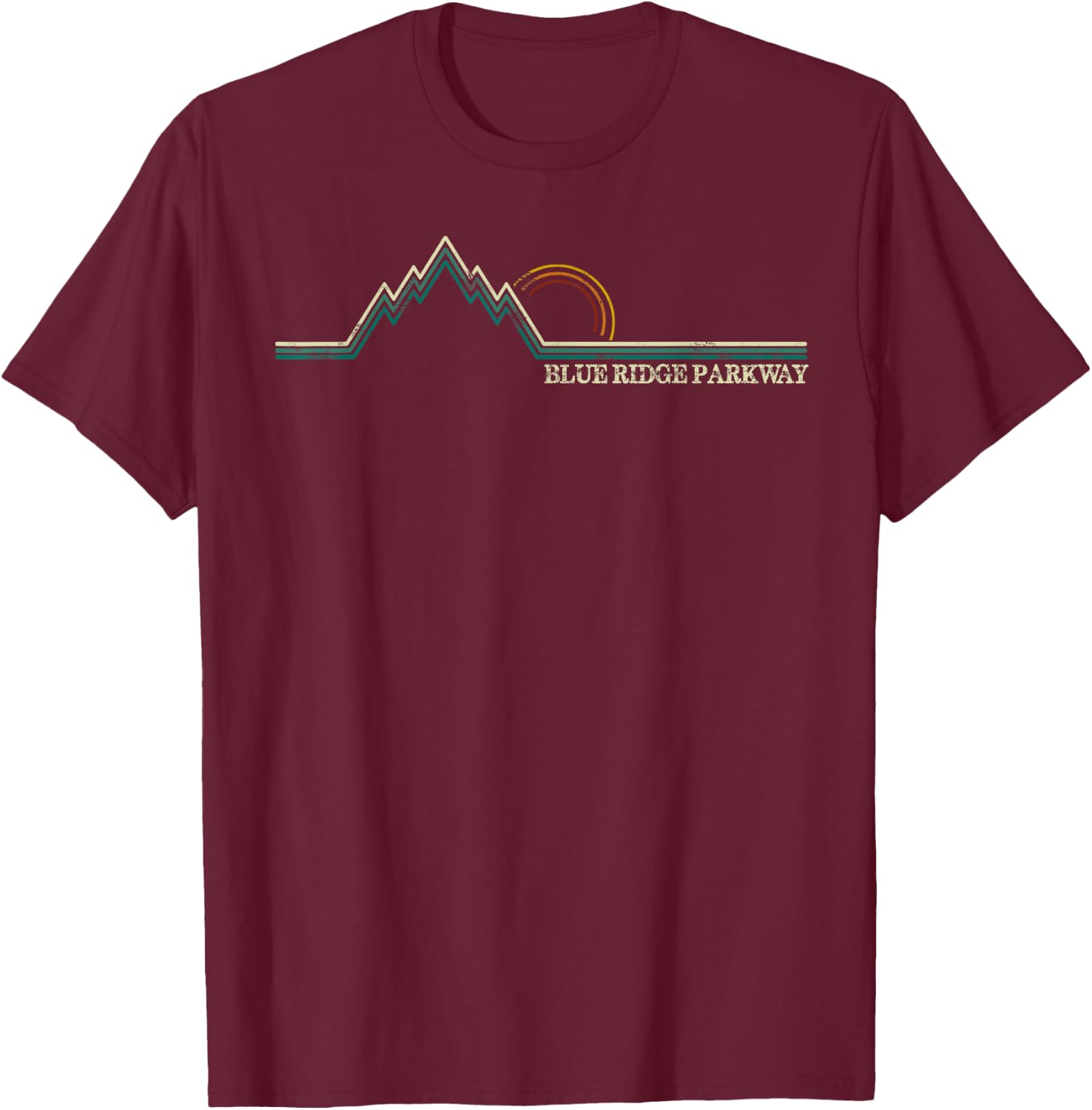 Blue Ridge Parkway Vintage Retro Scenic Vacation Shirt T-Shirt - T-Shirt | Maroon
