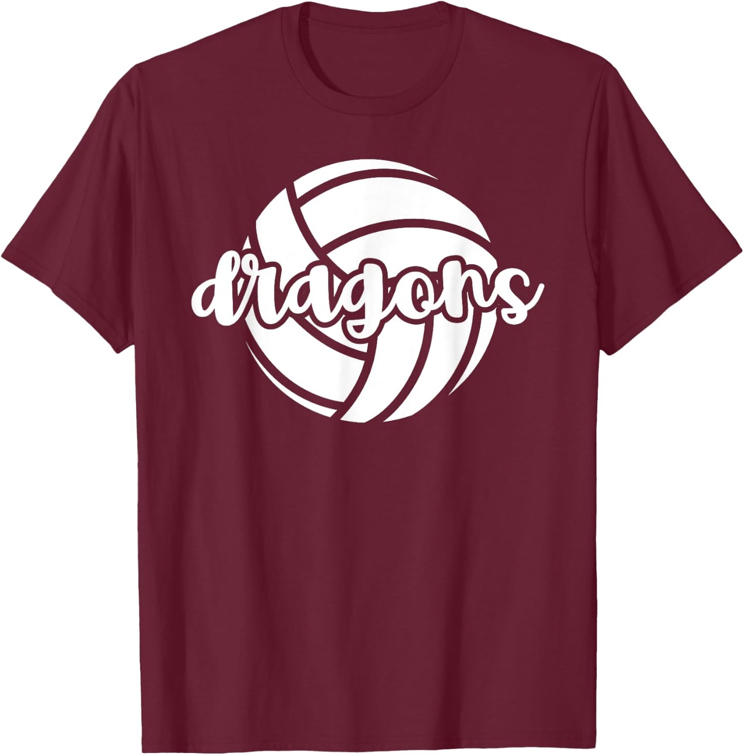 Dragons Volleyball Team Mascot School Spirit Game Night T-Shirt - T-Shirt | Maroon