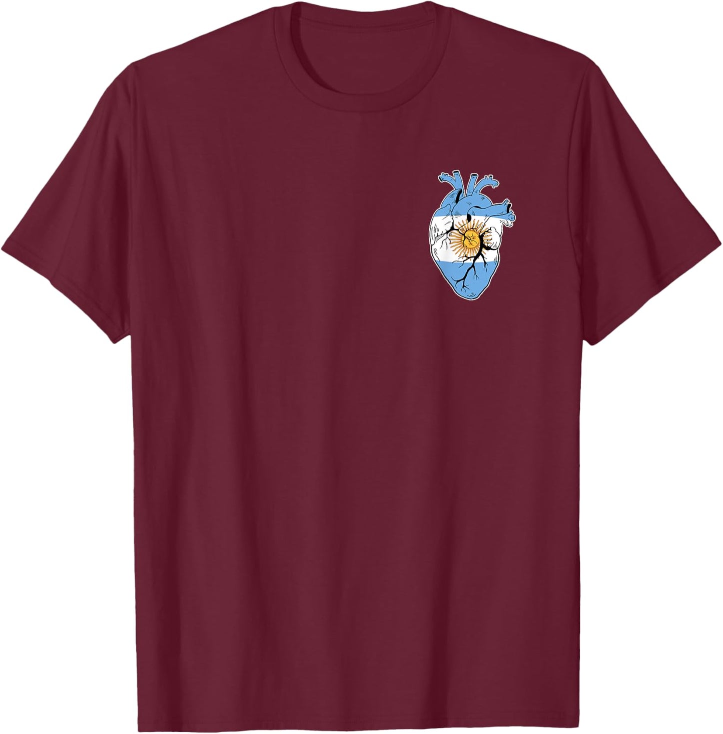 Argentina Flag Pride Anatomical Heart Soccer Sport Player T-Shirt - T-Shirt | Maroon