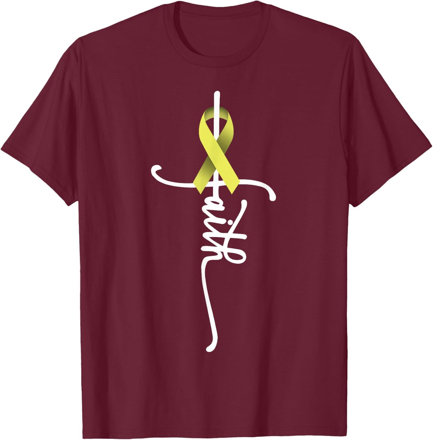 Bone Cancer Faith Sarcoma Bone Cancer Awareness Support July T-Shirt - T-Shirt | Maroon