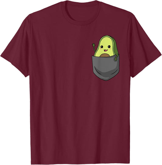 Avocado Pocket Funny Avocado in Pocket Small T-Shirt - T-Shirt | Maroon