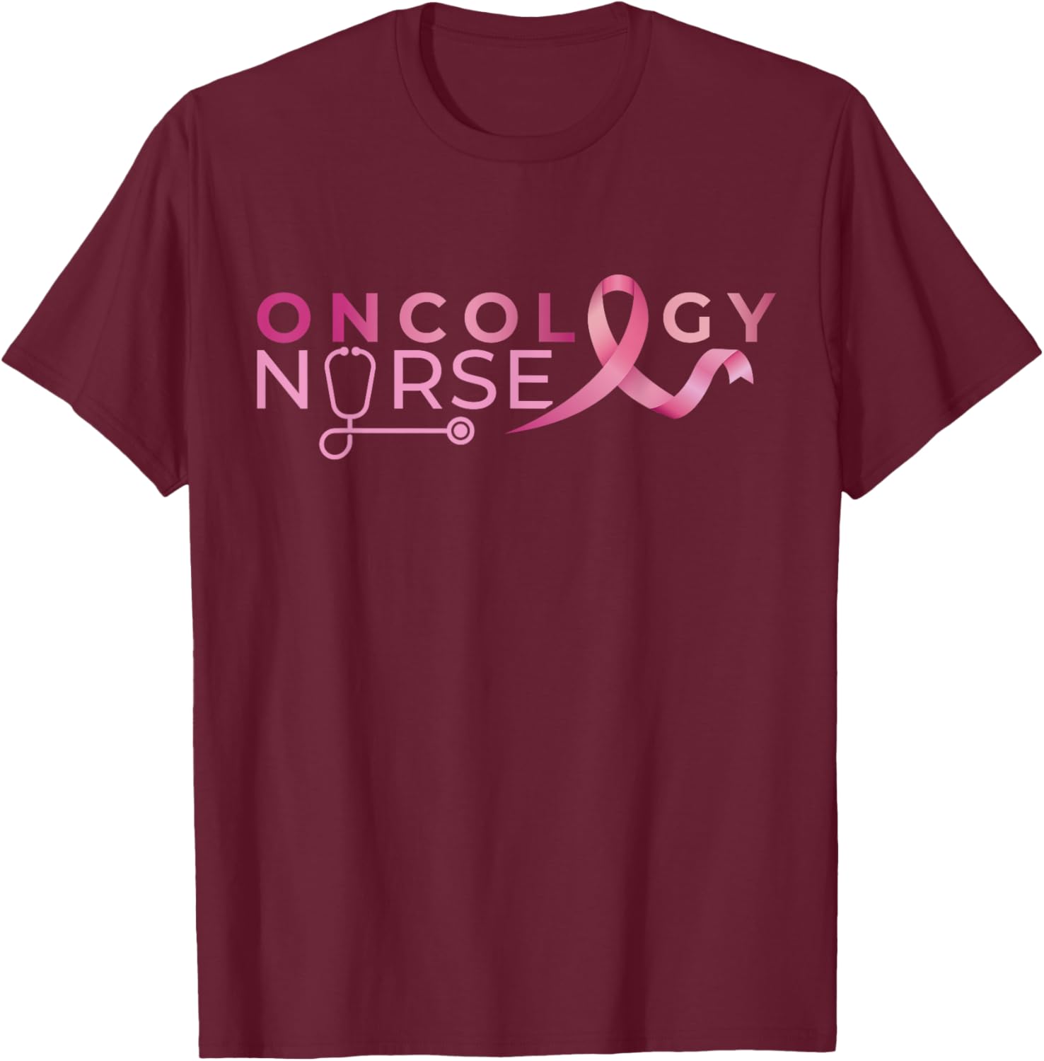 Breast Cancer Oncology Nurse T-Shirt - T-Shirt | Maroon