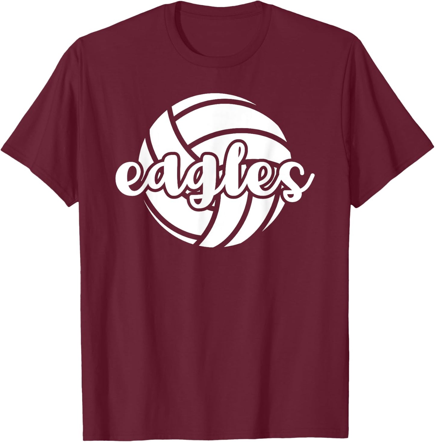 Eagles Volleyball Team Mascot School Spirit Game Night T-Shirt - T-Shirt | Maroon