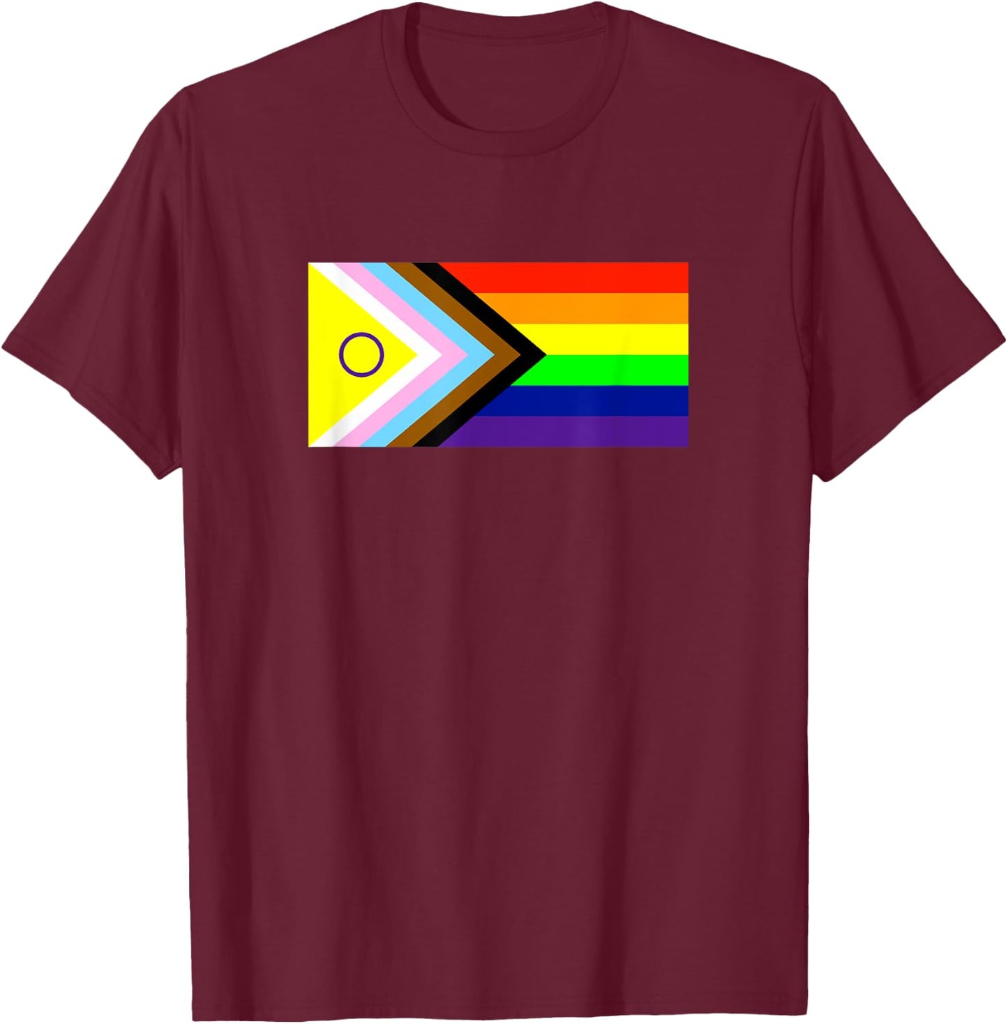 Progress Pride Flag Intersex Pride Flag T-Shirt - T-Shirt | Maroon