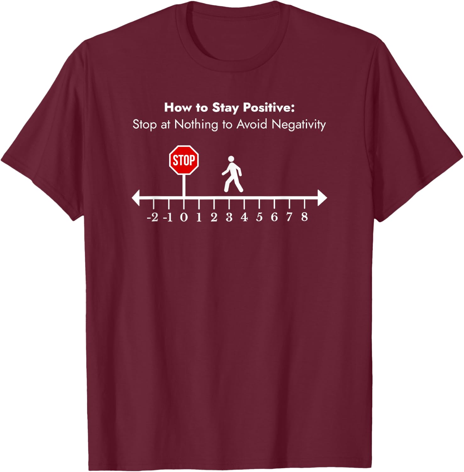 Stay Positive Avoid Negativity Math Teacher Inspiring Pun Men Women Girls Kids T-Shirt - T-Shirt | Maroon