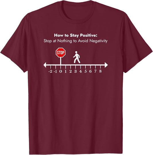 Stay Positive Avoid Negativity Math Teacher Inspiring Pun Men Women Girls Kids T-Shirt - T-Shirt | Maroon