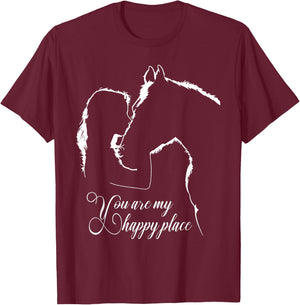 You are my happy place - Horses Lovers T-Shirt - T-Shirt | Maroon