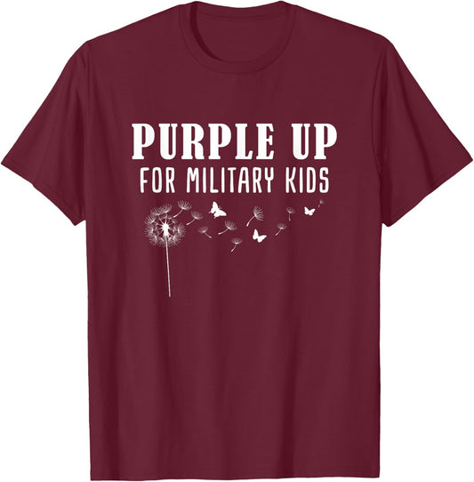 Dandelion Purple Up Military Child Awareness | Men & Women T-Shirt - T-Shirt | Maroon