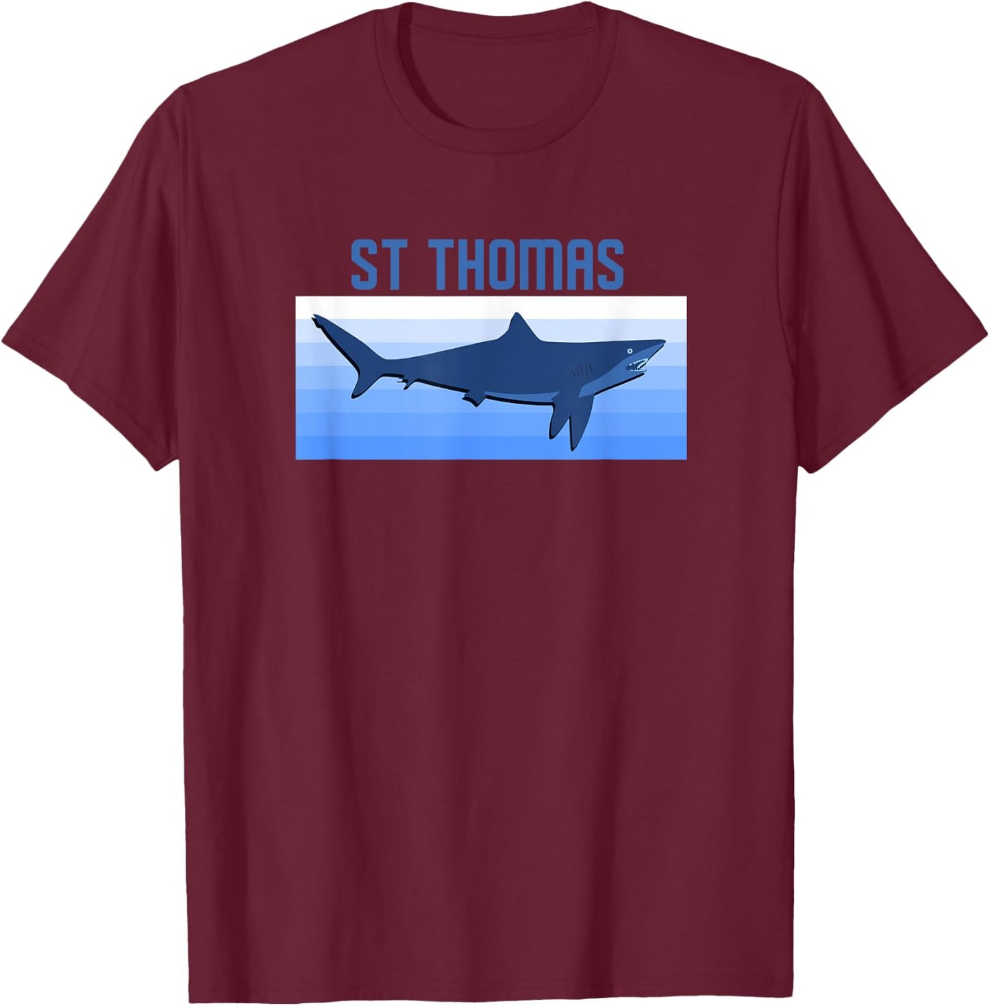 St Thomas Virgin Islands Retro Shark Souvenir T-Shirt - T-Shirt | Maroon