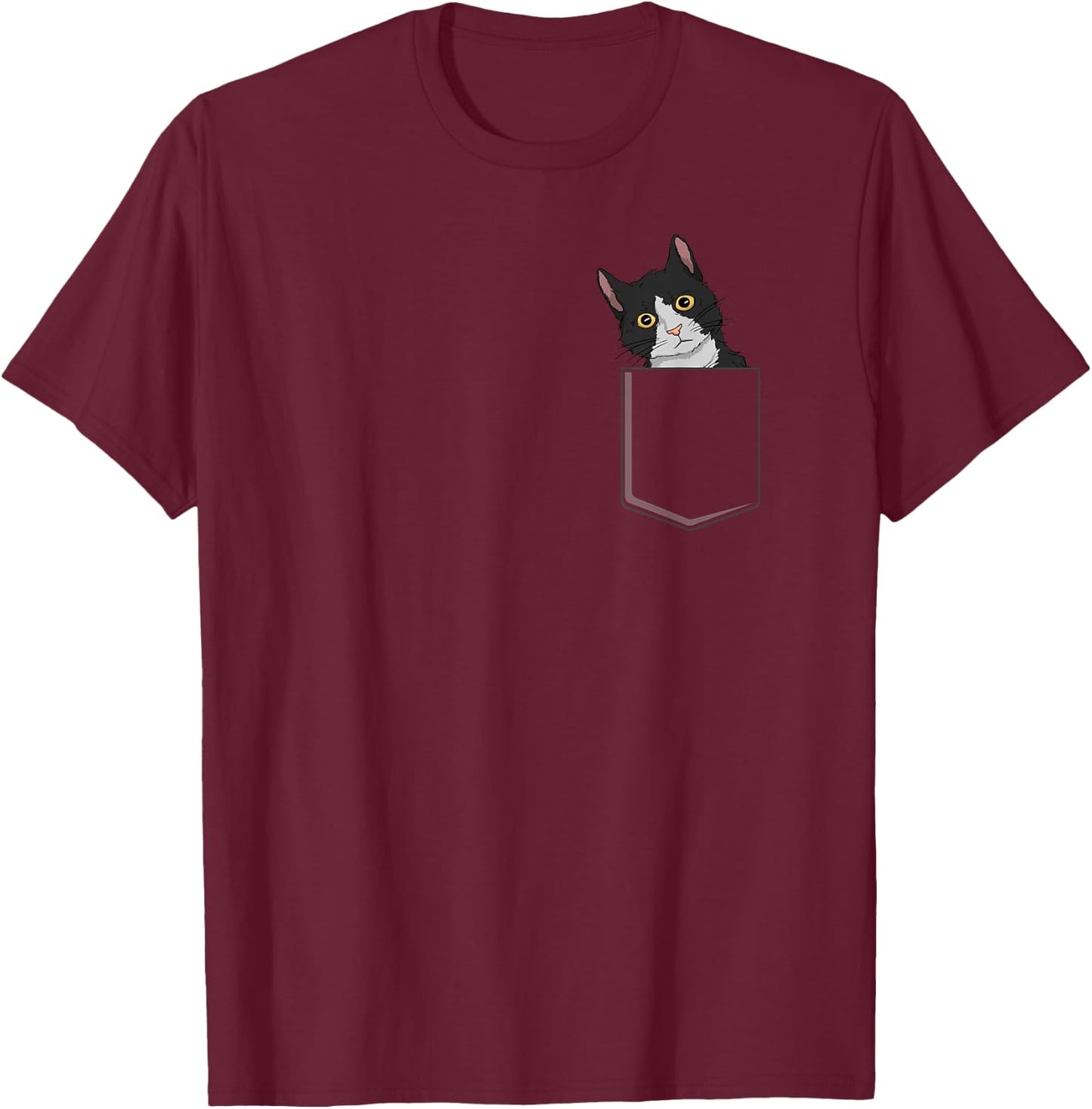 Tuxedo Cat Pocket Cat Lady Gift Cat Mom Tuxedo Cat T-Shirt - T-Shirt | Maroon