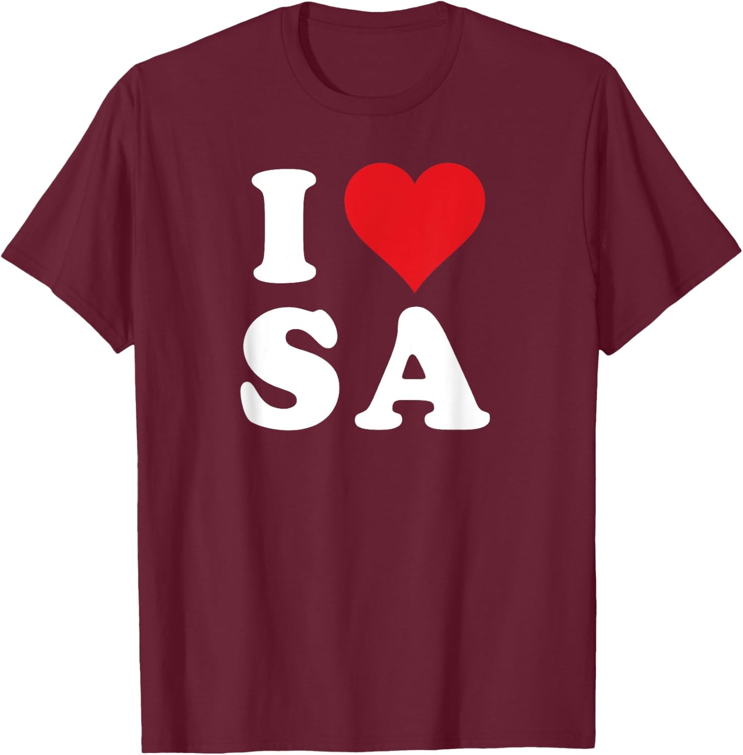 I Love SA Initials I Heart S.A. First Last Name S A T-Shirt - T-Shirt | Maroon