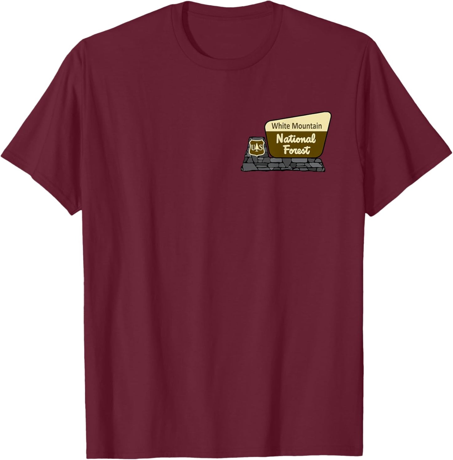 White Mountain National Forest Sign T-Shirt - T-Shirt | Maroon