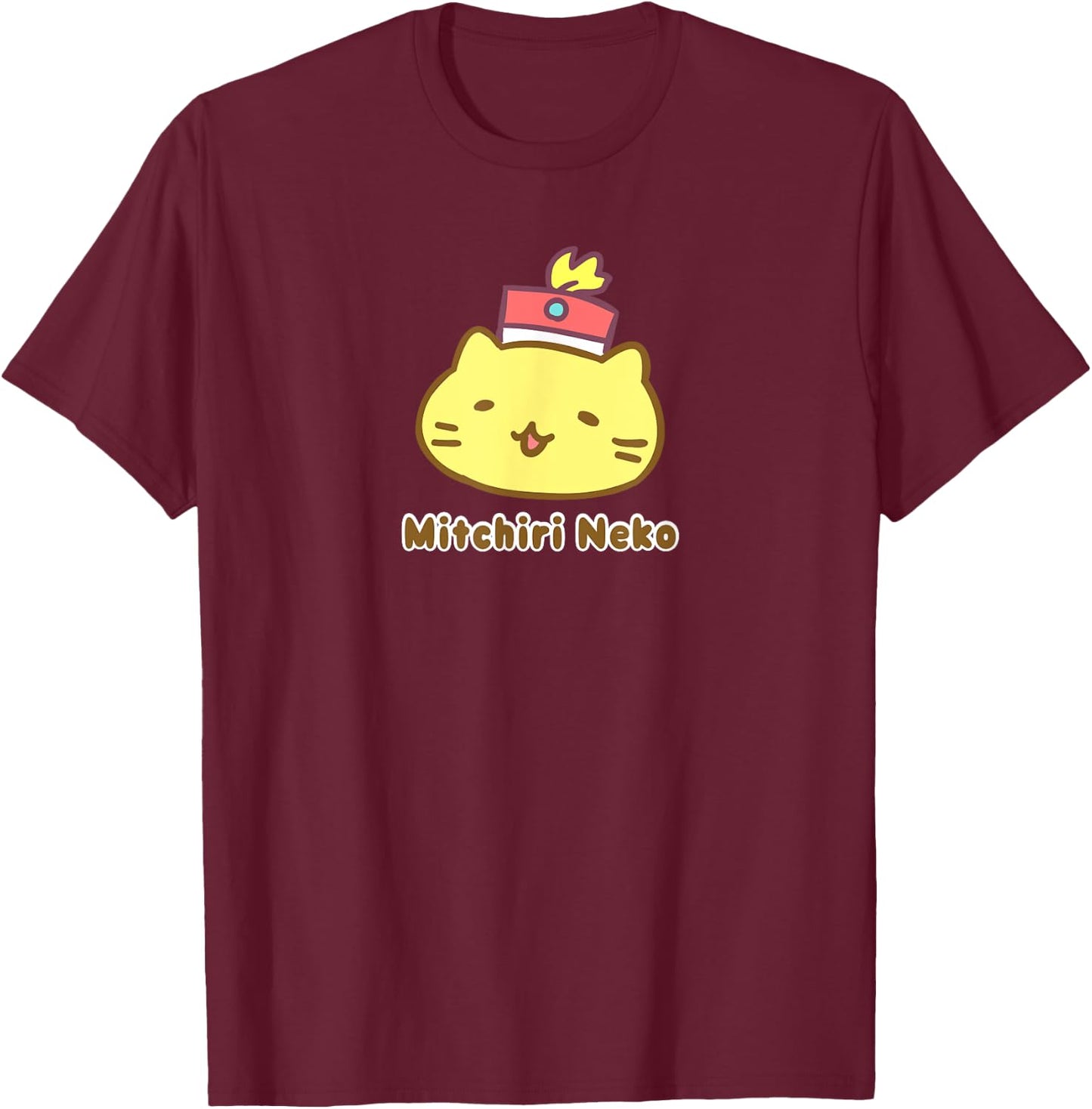 Mitchiri Neko March Cute Cat! T-Shirt - T-Shirt | Maroon