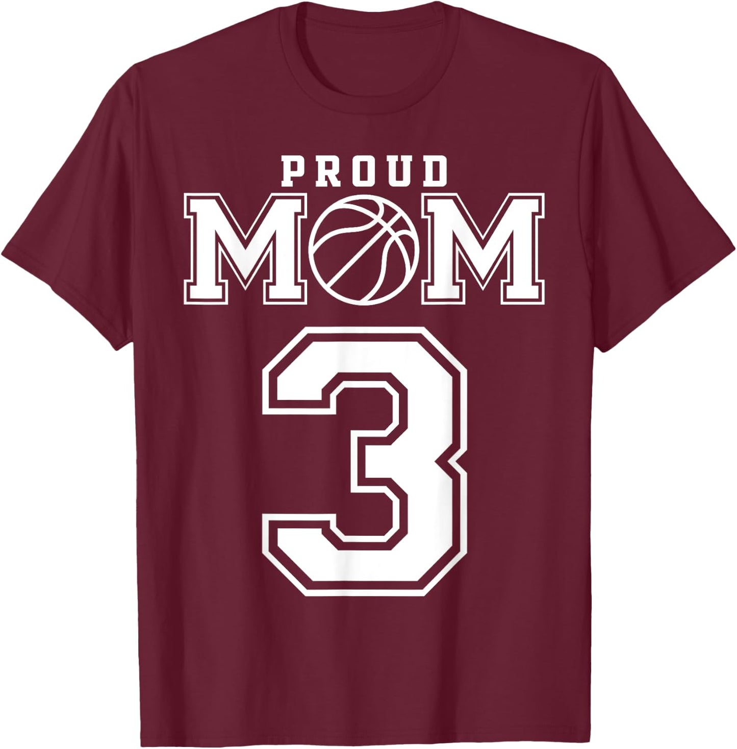 Number 3 Custom Proud Basketball Mom Personalized T-Shirt - T-Shirt | Maroon