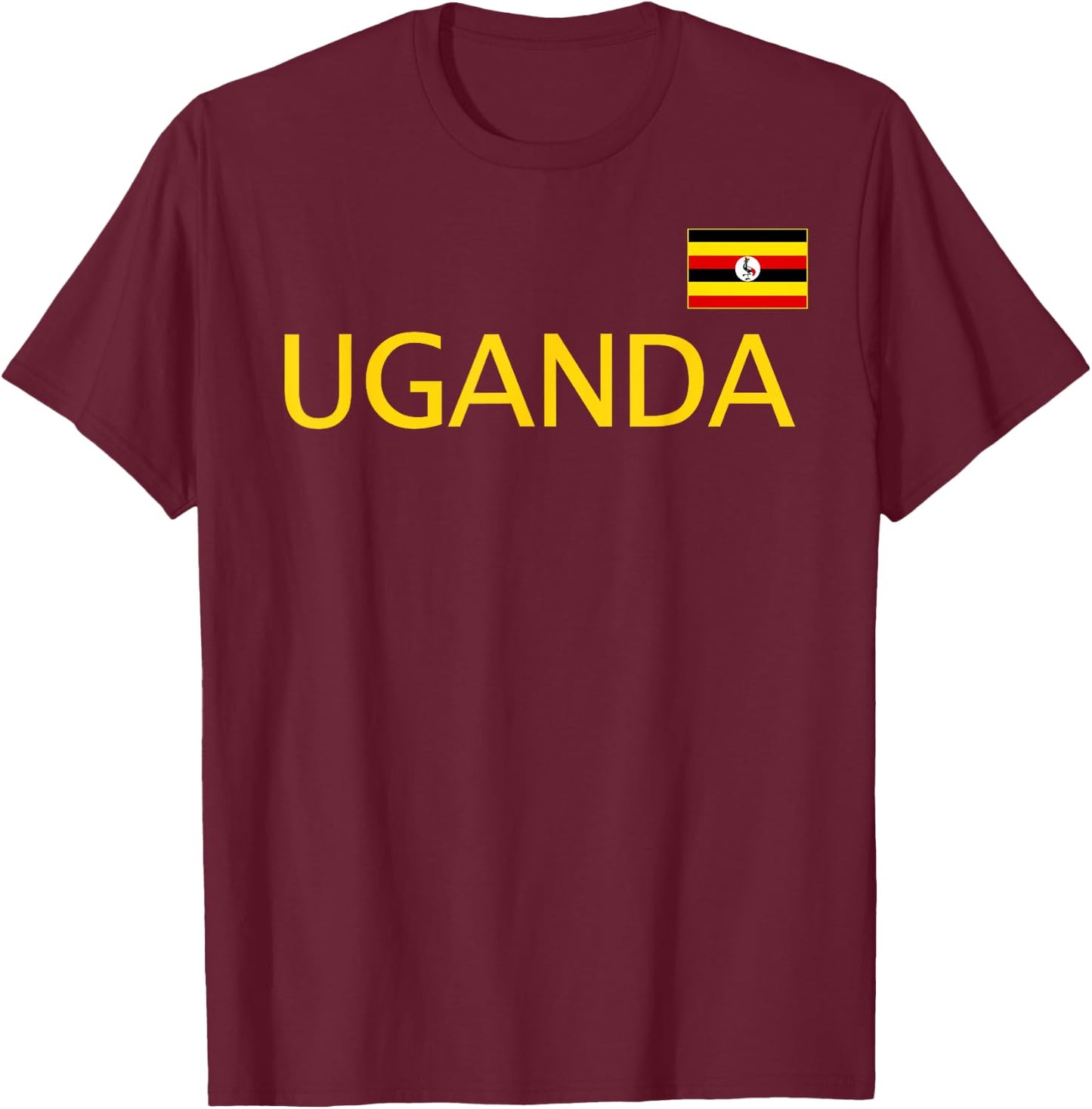 Uganda Flag Sports Football Soccer Athletic Jersey Style T-Shirt - T-Shirt | Maroon