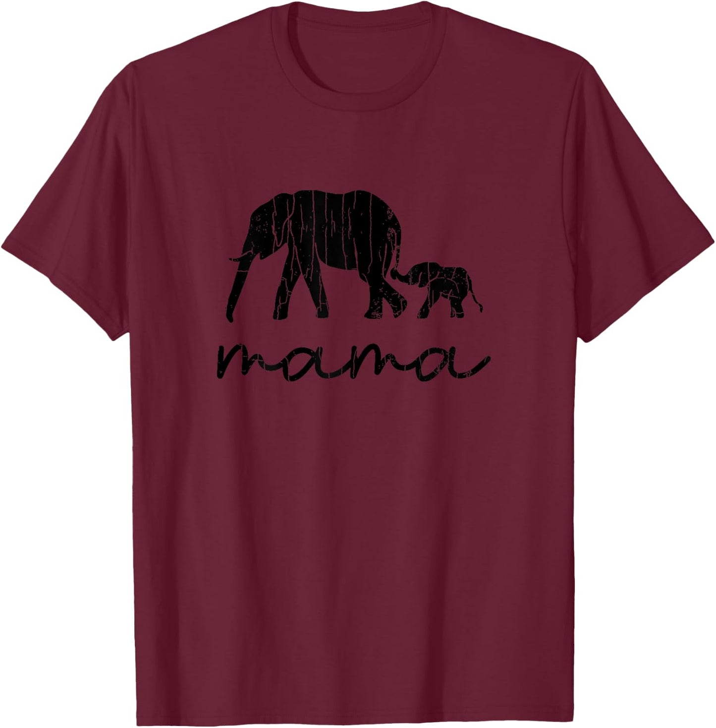 Mama Elephant Funny Elephants Lover Mom Girl Graphic T-Shirt - T-Shirt | Maroon