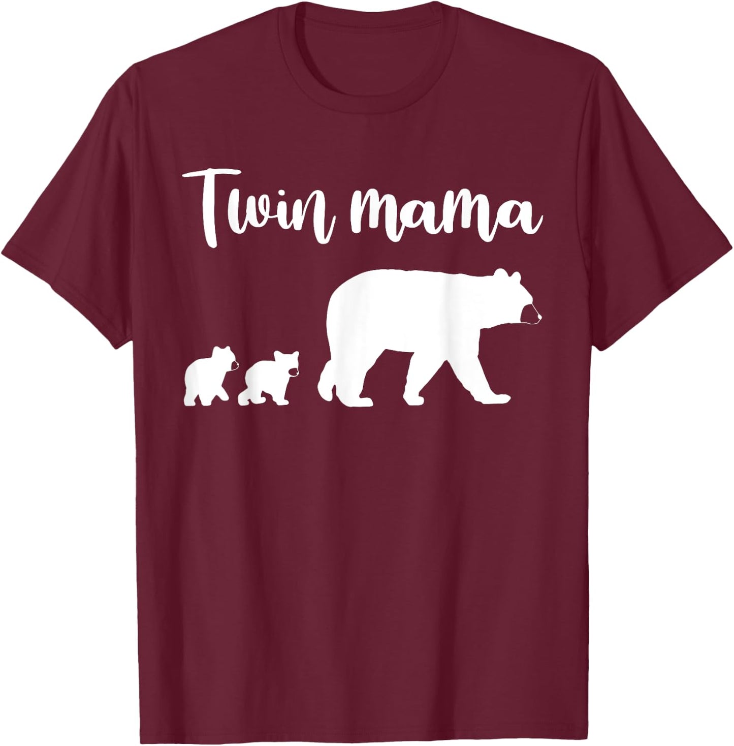Funny Twin Mom Gift Mother Cool Mama Bear And Cubs T-Shirt - T-Shirt | Maroon
