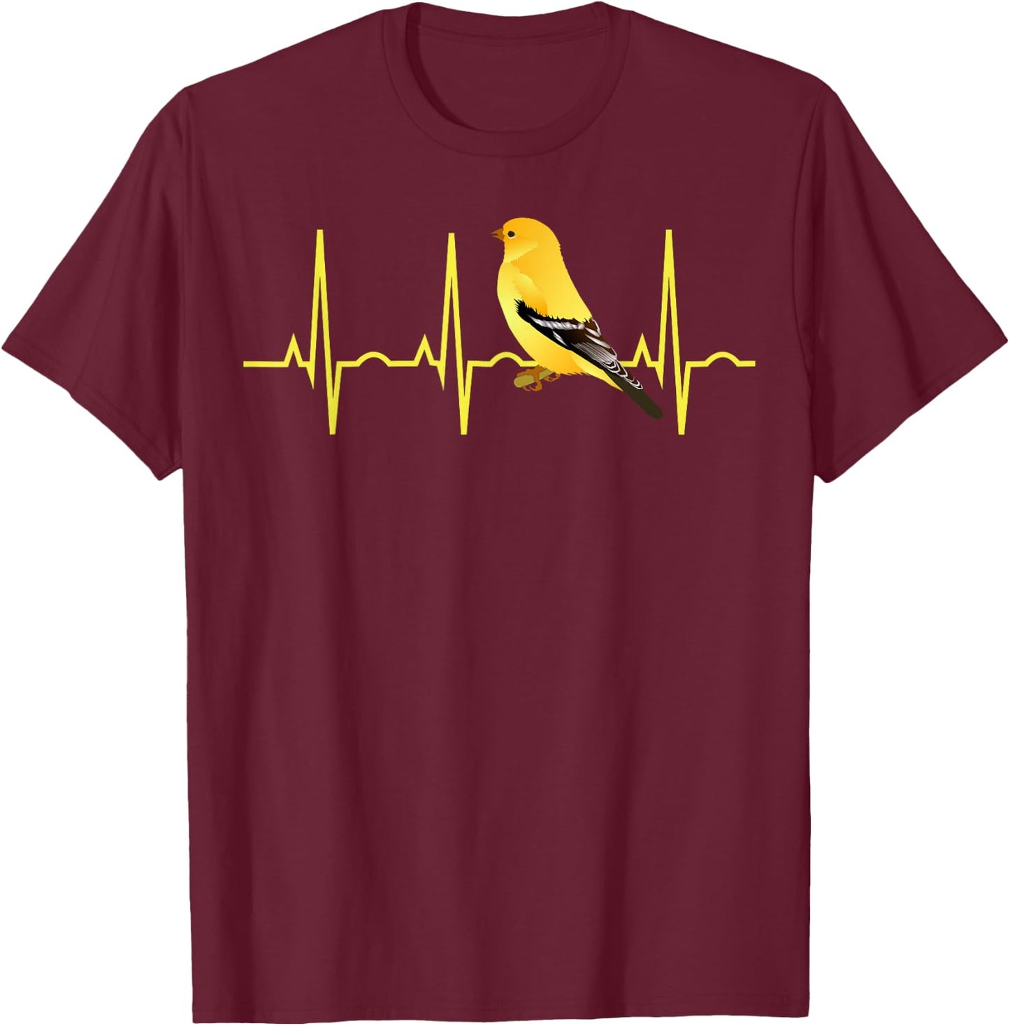 Goldfinch Shirt Goldfinch Heartbeat Gift Bird Lovers T-Shirt - T-Shirt | Maroon