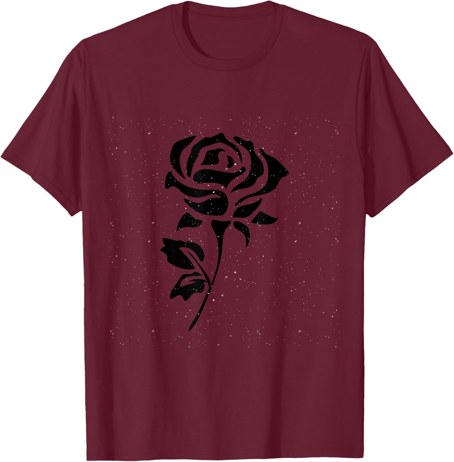 Black Flower Rose Design White T-Shirt - T-Shirt | Maroon