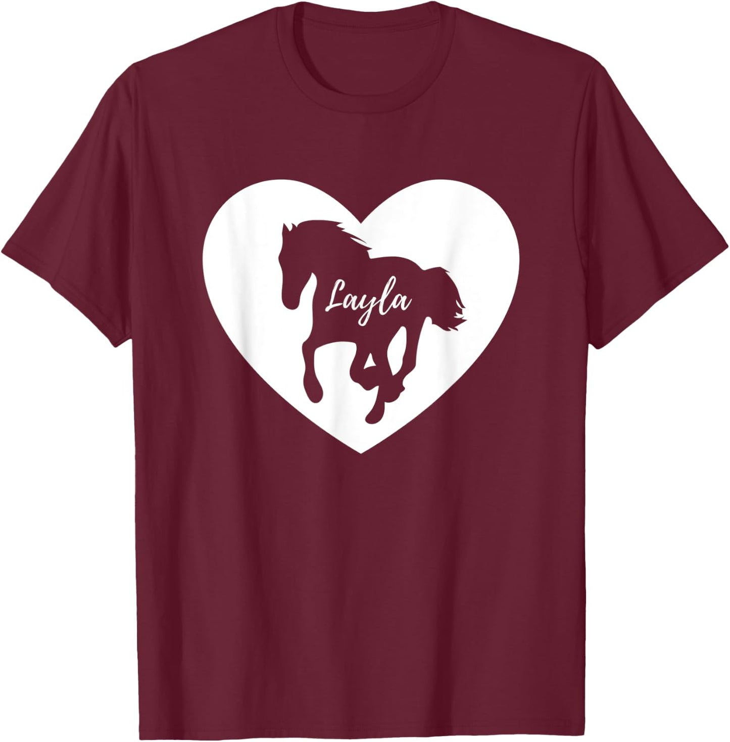 Layla Horse Lover Shirt for Girls Named Layla Loves Horses T-Shirt - T-Shirt | Maroon
