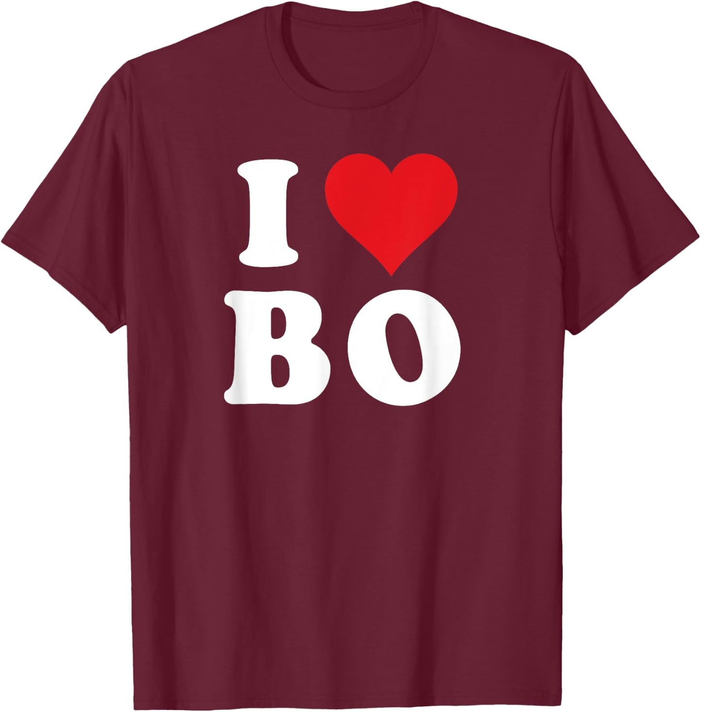 I Heart BO Initials I Love B.O. First And Last Name B O T-Shirt - T-Shirt | Maroon