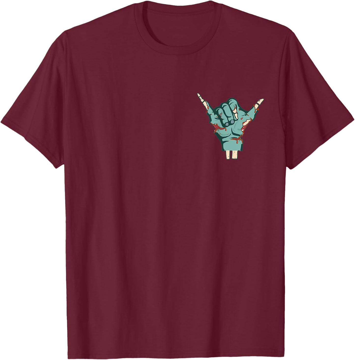 Shaka Skeleton Zombie Hand Spooky Halloween Costume Surfers T-Shirt - T-Shirt | Maroon