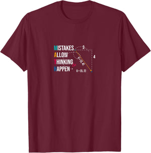 Mistakes allow Thinking funny Science Teacher puns Men Women Kids T-Shirt - T-Shirt | Maroon
