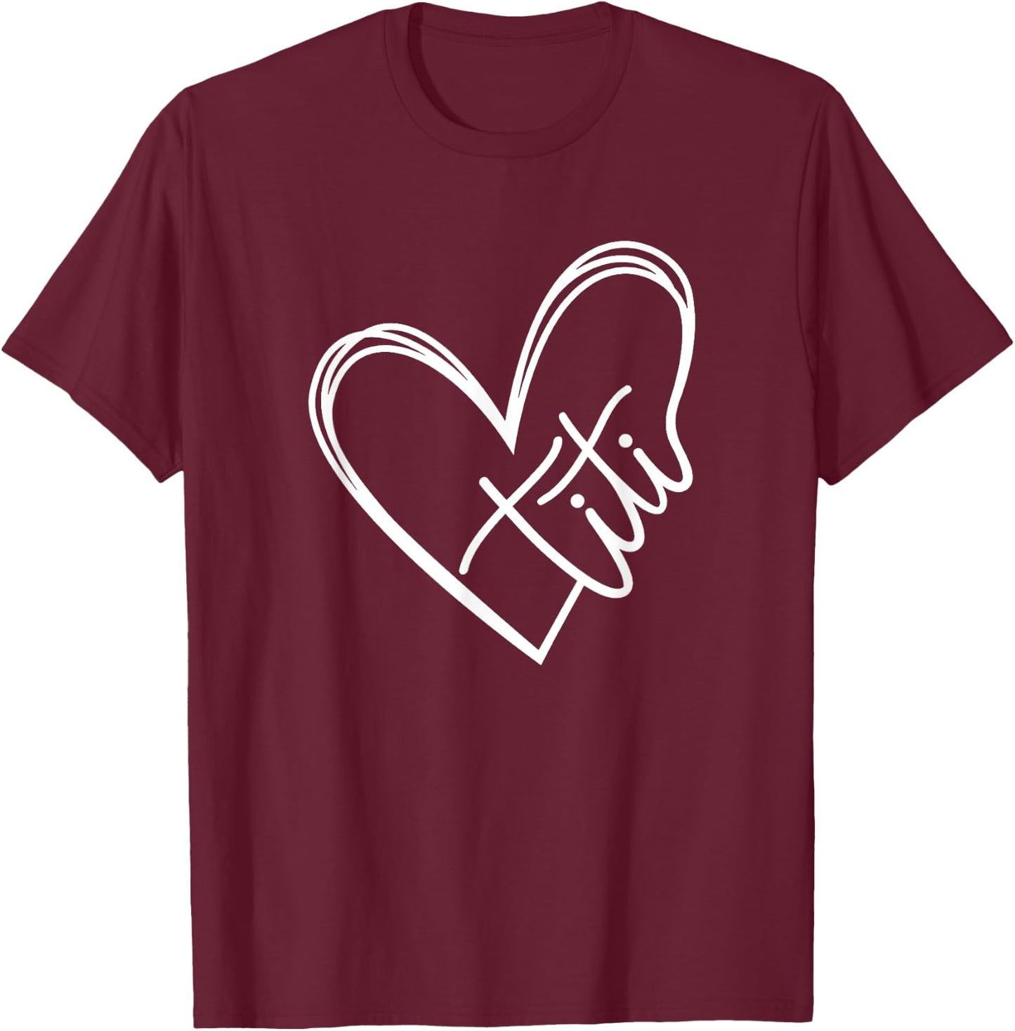 Titi Heart Minimalist Auntie Best Aunt Ever Gift T-Shirt - T-Shirt | Maroon