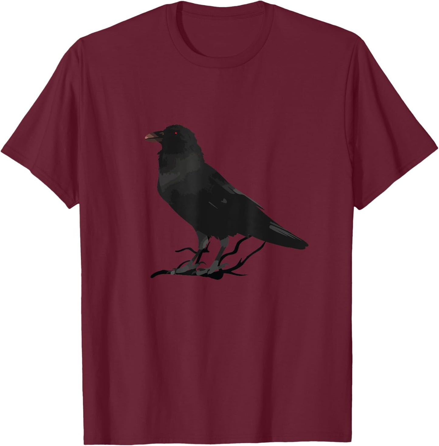 Beautiful Black Crow Raven Bird Silhouette T-Shirt - T-Shirt | Maroon