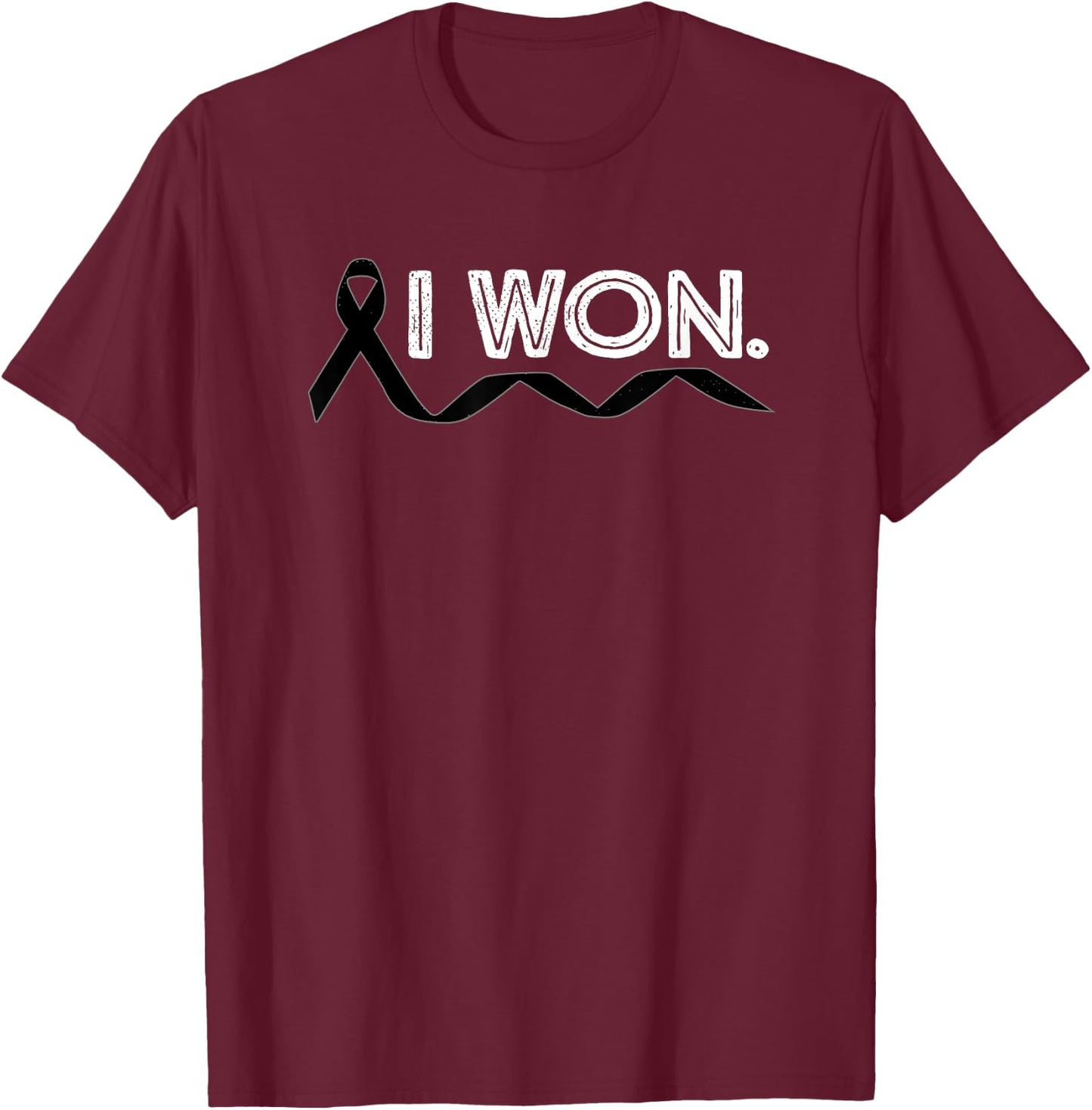 Melanoma Cancer I Won Skin Cancer Ribbon Awareness Warrior T-Shirt - T-Shirt | Maroon