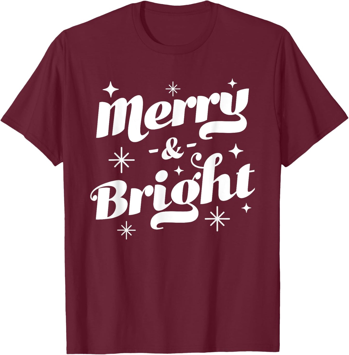 Merry and Bright - Cute Red Matching Family Christmas Pajama T-Shirt - T-Shirt | Maroon